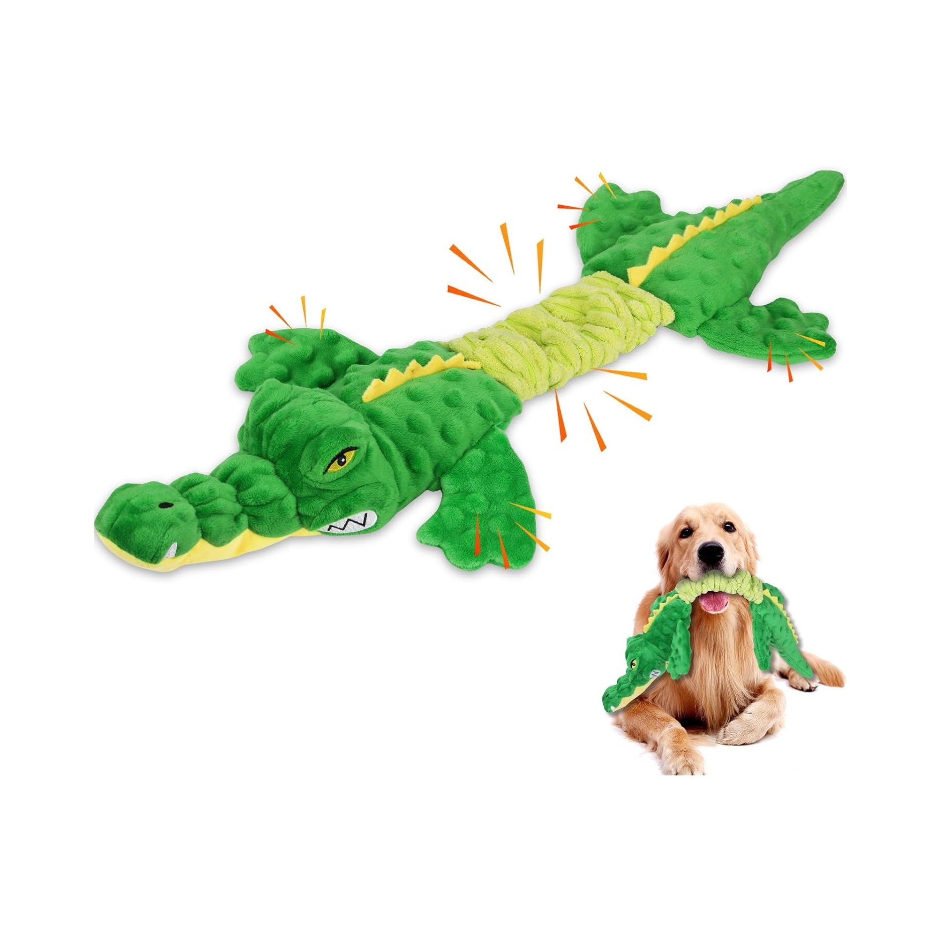 Squeaky Alligator Plush for Tug-of-War and Solo Play