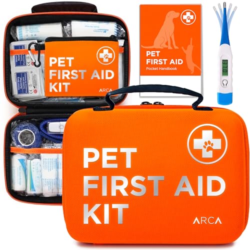 Orange ARCA PET first aid kit for dogs with thermometer and muzzle