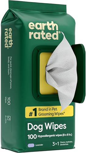 Earth Rated lavender deodorizing dog wipes, 100 count pack