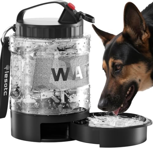Black lesotc portable dog water bowl dispenser with pop-out drinking bowl