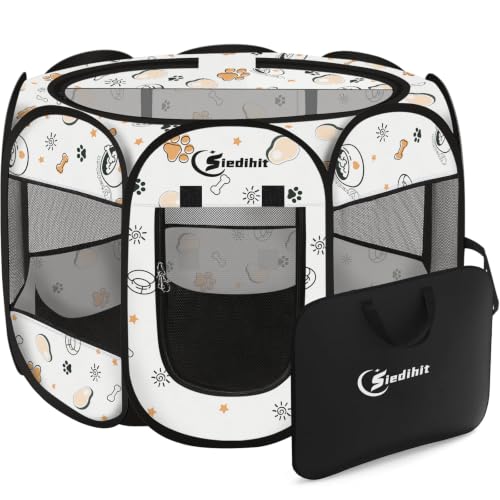 Siedihit portable pop up dog playpen with a carrying case