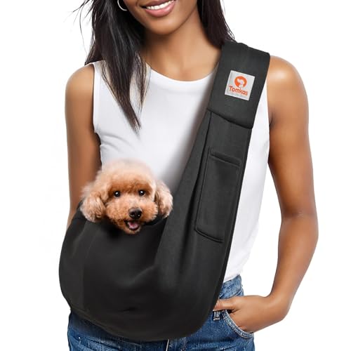 Black Tomkas wrap-style sling carrier for small dogs