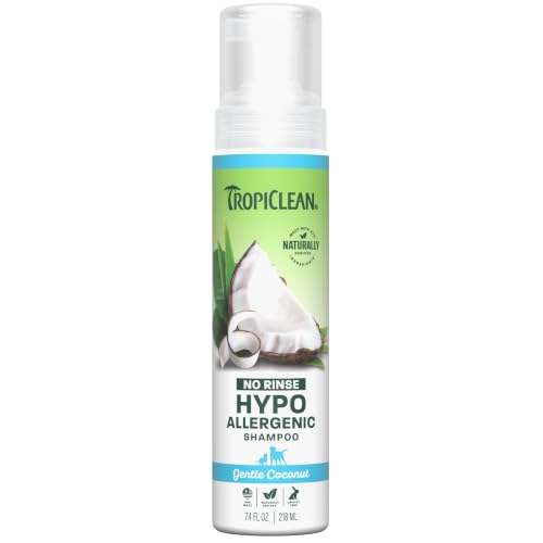 TropiClean no rinse hypoallergenic waterless dog shampoo bottle
