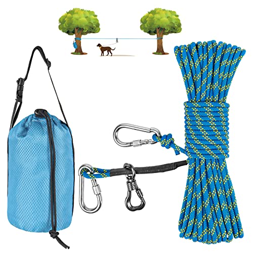 XiaZ 50-foot overhead trolley tie out cable system for dogs