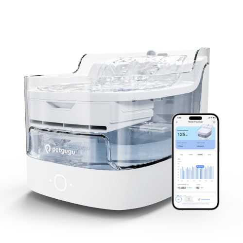 PETGUGU smart wireless pet water fountain with eight layer filtration