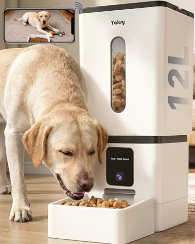 Yakry automatic dog feeder with 1080p camera and 12 litre hopper